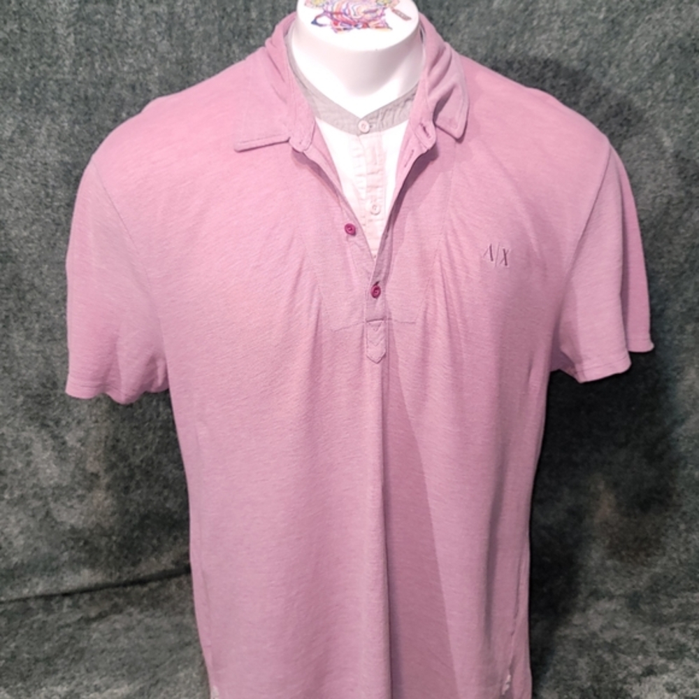 Armani Exchange 90's Vintage Polo Built-in henley neckline. (A Rare Gem) XL